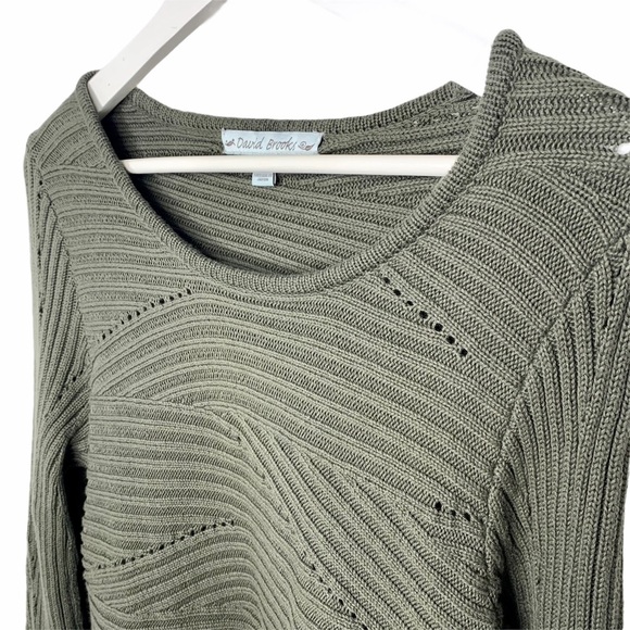David Brooks Green Woven Cable Knit Sweater - Picture 2 of 11
